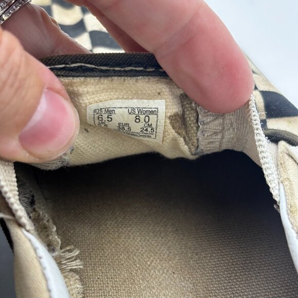 Vans Classic Slip On Checkerboard Black White Canvas Skate Shoes Men 6.5 Women 8 - Picture 8 of 8